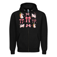 Black pink ribbons with rabbits Zipper Hoodie - MaliasSmallBusiness
