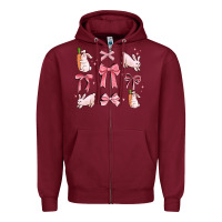 Burgundy pink ribbons with rabbits Zipper Hoodie - MaliasSmallBusiness
