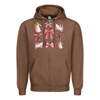 Chestnut pink ribbons with rabbits Zipper Hoodie - MaliasSmallBusiness