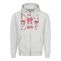 Dove Grey pink ribbons with rabbits Zipper Hoodie - MaliasSmallBusiness