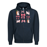 Navy pink ribbons with rabbits Zipper Hoodie - MaliasSmallBusiness