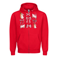 Red pink ribbons with rabbits Zipper Hoodie - MaliasSmallBusiness