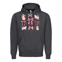 Smoke pink ribbons with rabbits Zipper Hoodie - MaliasSmallBusiness