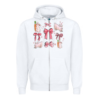 White pink ribbons with rabbits Zipper Hoodie - MaliasSmallBusiness
