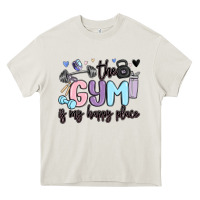 Cream the gym is my happy place Heavy Core Tee - MaliasSmallBusiness