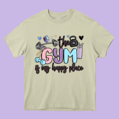 The Gym Is My Happy Place Heavy Core Tee Designed By Maliassmallbusiness