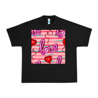 Black valentines day heart and love balloons seamless pattern Urban Heavy Tee - BundleAndBundleShop