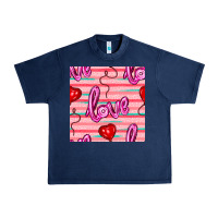 Navy valentines day heart and love balloons seamless pattern Urban Heavy Tee - BundleAndBundleShop