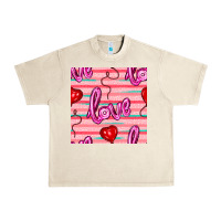 Sandshell valentines day heart and love balloons seamless pattern Urban Heavy Tee - BundleAndBundleShop