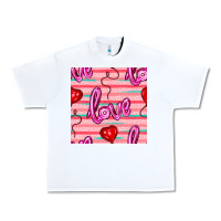 White valentines day heart and love balloons seamless pattern Urban Heavy Tee - BundleAndBundleShop