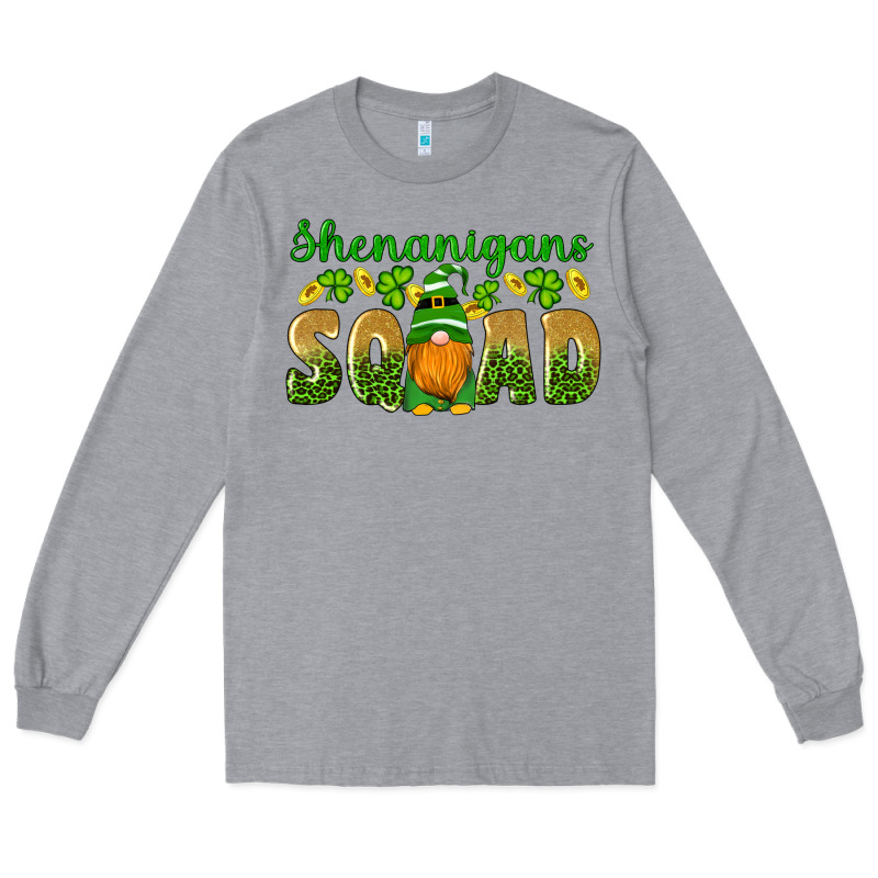Shenanigans Squad Gnomes Shamrock Gold Leopard Glitter Long Sleeve Tee by Artiststas | Teevron
