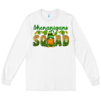 White shenanigans squad gnomes shamrock gold leopard glitter Long Sleeve Tee - Artiststas