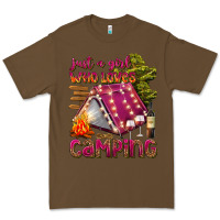 Cacao just a girl who loves camping Premium Tee - texasbilliewilder