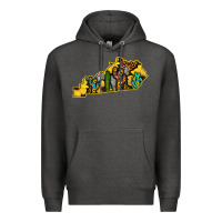 Charcoal Heather Kentucky Map Western Sunflower Pattern Premium Hoodie - Bettercallsaul