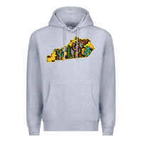 Heather Grey Kentucky Map Western Sunflower Pattern Premium Hoodie - Bettercallsaul