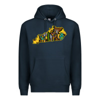 Navy Kentucky Map Western Sunflower Pattern Premium Hoodie - Bettercallsaul