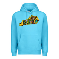 Ocean Blue Kentucky Map Western Sunflower Pattern Premium Hoodie - Bettercallsaul