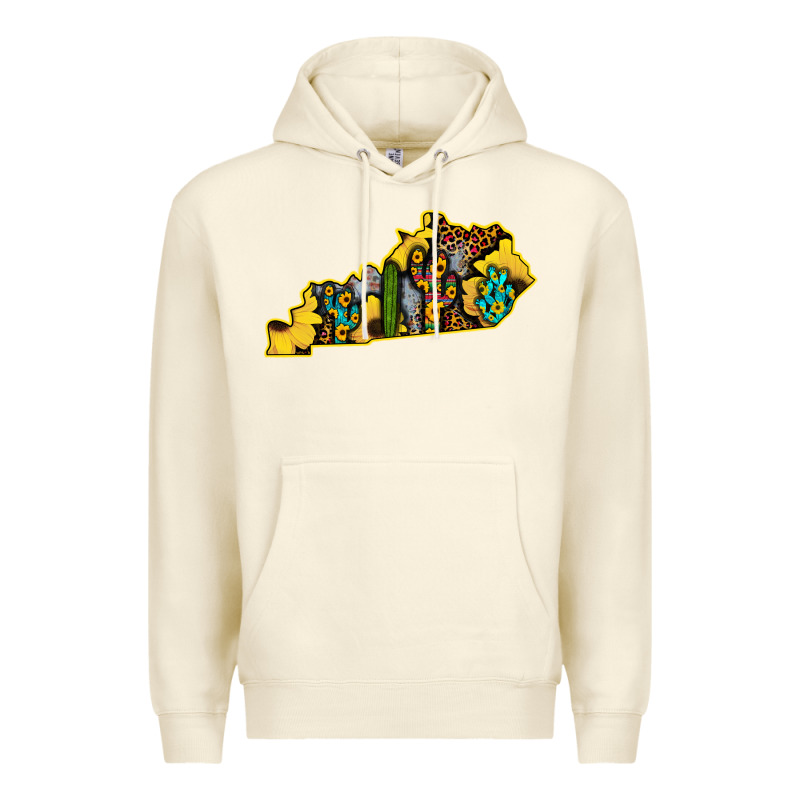 Kentucky Map Western Sunflower Pattern Premium Hoodie by Bettercallsaul | Teevron