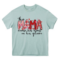 Arona this mama wears her heart on her gleeve Heavy Core Tee - MaliasSmallBusiness