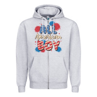 Heather Grey all american boy Zipper Hoodie - MaliasSmallBusiness
