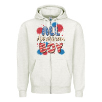 Oatmeal Heather all american boy Zipper Hoodie - MaliasSmallBusiness