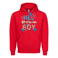 Red all american boy Zipper Hoodie - MaliasSmallBusiness