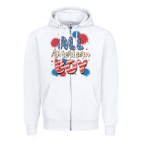 White all american boy Zipper Hoodie - MaliasSmallBusiness