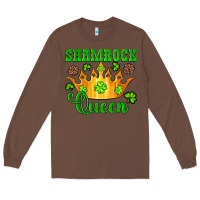Chestnut shamrock queen crown leopard glitter Long Sleeve Tee - Artiststas