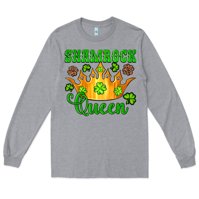 Shamrock Queen Crown Leopard Glitter Long Sleeve Tee by Artiststas | Teevron