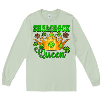 Matcha shamrock queen crown leopard glitter Long Sleeve Tee - Artiststas