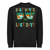 Black boat waves sun rays aint nothing like lake days Heavyweight Sweatshirt - AdoDesignShop