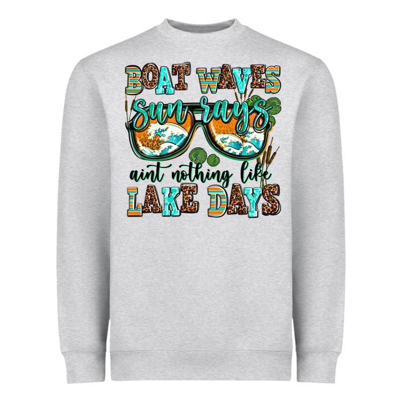Boat Waves Sun Rays Aint Nothing Like Lake Days Heavyweight Sweatshirt by AdoDesignShop | Teevron