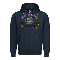 Navy mardi gras social club Zipper Hoodie - MaliasSmallBusiness