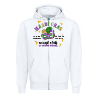 White mardi gras social club Zipper Hoodie - MaliasSmallBusiness