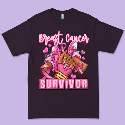 Premium Tee Breast Cancer survivor afro girl sneakers