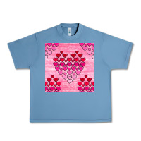 Pebble Blue valentines day hearts seamless pattern Urban Heavy Tee - BundleAndBundleShop
