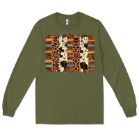 Army Green serape sunflower cowhide leopard brushstroke Long Sleeve Tee - AdoDesignShop