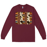 Burgundy serape sunflower cowhide leopard brushstroke Long Sleeve Tee - AdoDesignShop