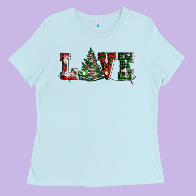 Love Christmas Tree Ladies Tee Designed By Adodesignshop