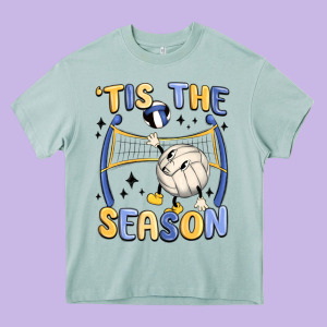 Tis The Season Volleyball Heavy Core Tee Designed By Maliassmallbusiness