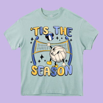 Tis The Season Volleyball Heavy Core Tee Designed By Maliassmallbusiness