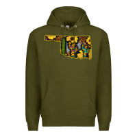 Army Green Western Oklahoma Map Sunflower Pattern Premium Hoodie - Bettercallsaul