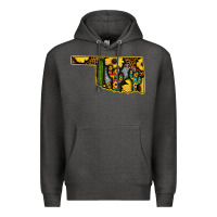 Charcoal Heather Western Oklahoma Map Sunflower Pattern Premium Hoodie - Bettercallsaul