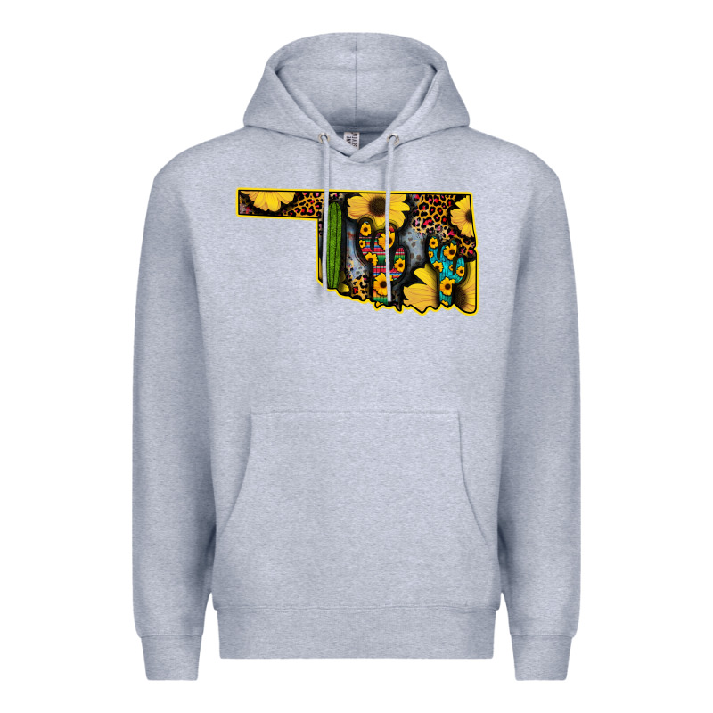 Western Oklahoma Map Sunflower Pattern Premium Hoodie by Bettercallsaul | Teevron