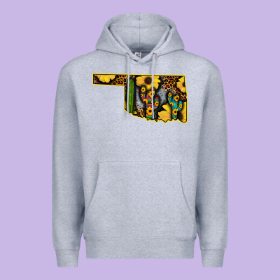 Western Oklahoma Map Sunflower Pattern Premium Hoodie Designed By Bettercallsaul