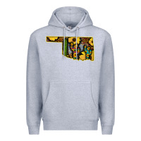 Heather Grey Western Oklahoma Map Sunflower Pattern Premium Hoodie - Bettercallsaul