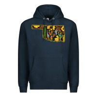 Navy Western Oklahoma Map Sunflower Pattern Premium Hoodie - Bettercallsaul