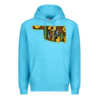 Ocean Blue Western Oklahoma Map Sunflower Pattern Premium Hoodie - Bettercallsaul