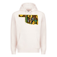 Pale Pink Western Oklahoma Map Sunflower Pattern Premium Hoodie - Bettercallsaul