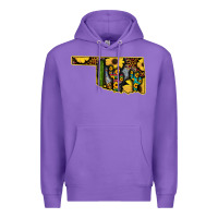 Purple Western Oklahoma Map Sunflower Pattern Premium Hoodie - Bettercallsaul
